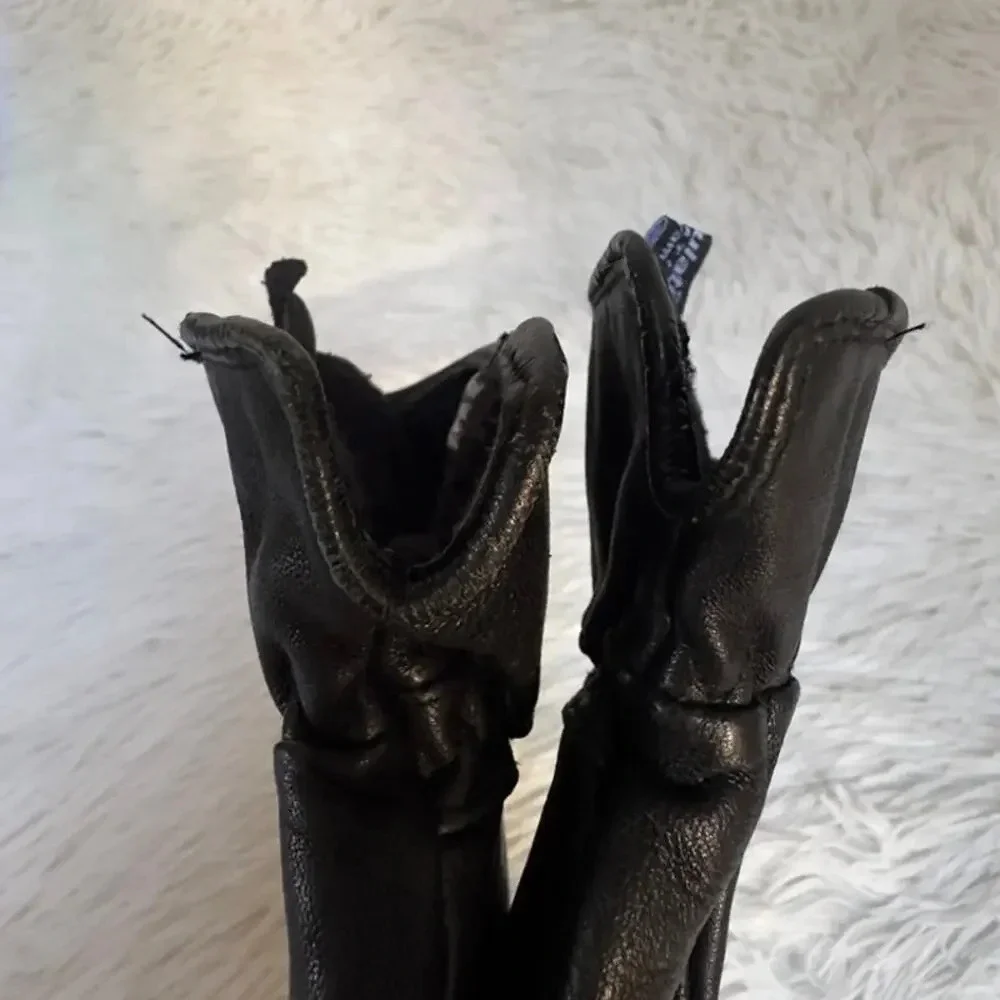 Black Leather Gloves for Men - Sheepskin Insulated, Stylish (Size M)